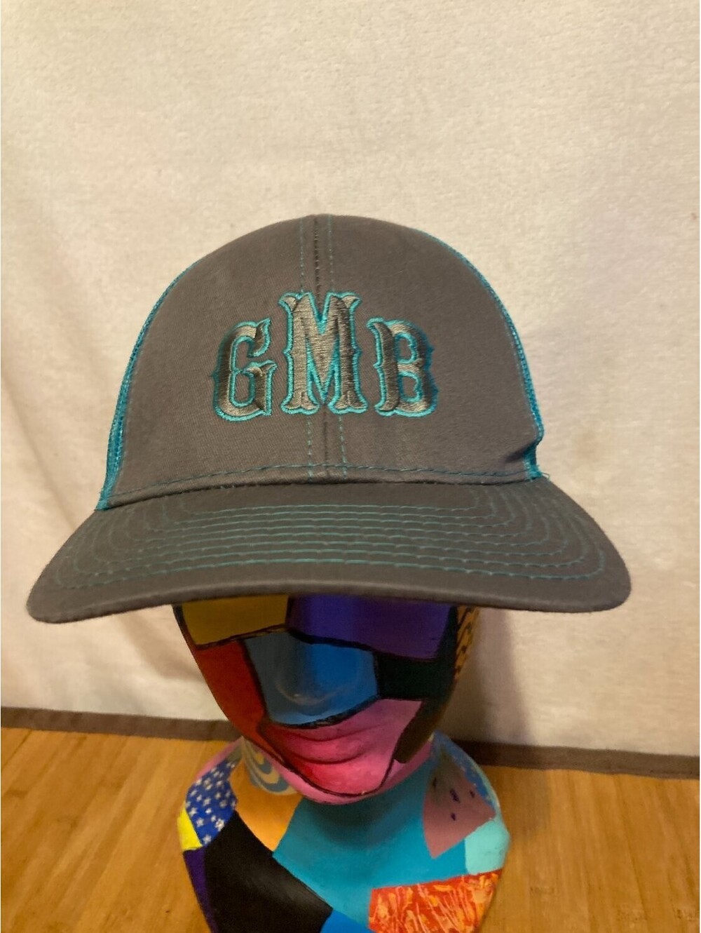 Patagonia Cmb embroidered trucker cap initials Gray Teal Unisex Graphic Hat
